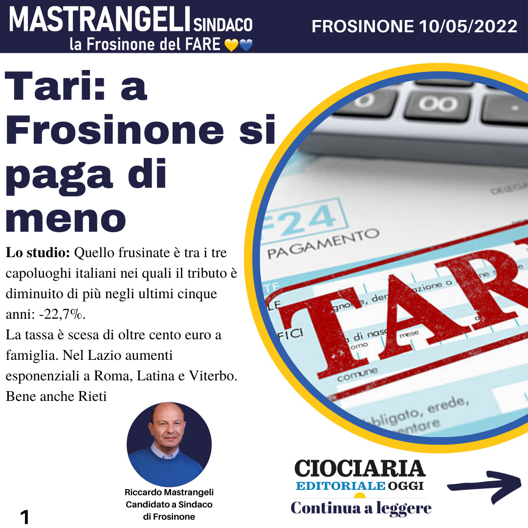 Al momento stai visualizzando Tari: a Frosinone si paga di meno